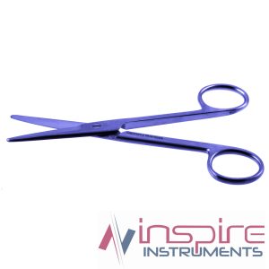 Mayo Operating Scissors, Curved, Titanium-BlueLine