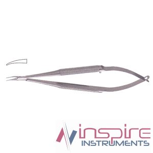 Barraquer Needle Holder, Round Handle, Curved, Without Catch