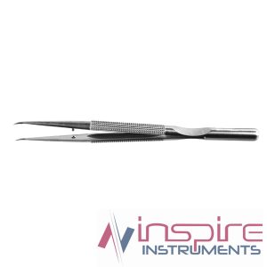 Micro Forceps, Curved, 8mm Round Handle